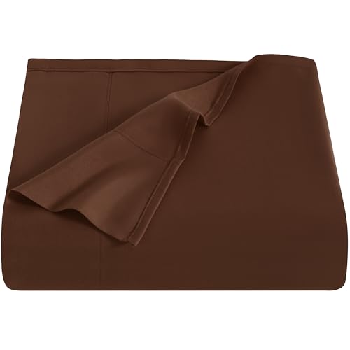 Image of NTBAY Queen Microfiber Flat Sheet, 90 x 102, Brown