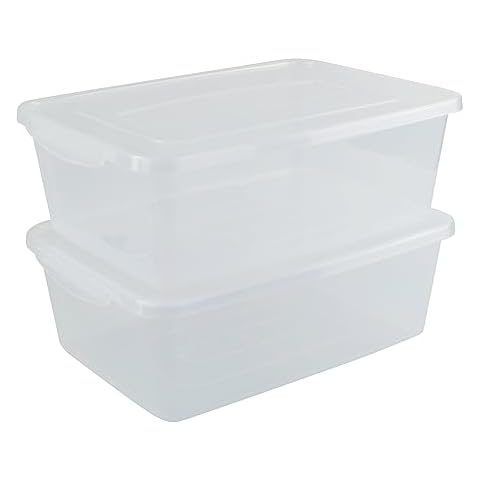 Vababa 2-Pack 16 L Pizza Dough Proofing Box with Lid, Clear Food Pizza Storage Container Cover