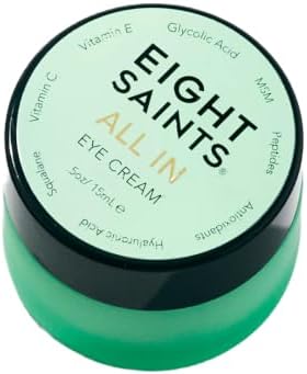 Eight Saints Skin Care All In Eye Cream, Anti Aging Eye Cream to Reduce Puffiness, Wrinkles, & Eye Bags, Dark Circles Eye Treatment, with Hyaluronic Acid, Vitamin C, & Peptides, 0.5 Ounces