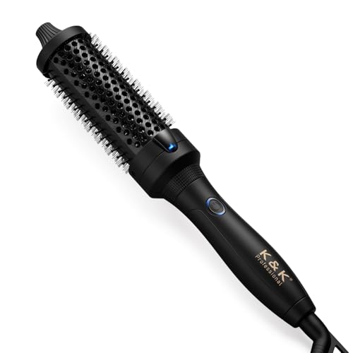 K&K Spazzola termica, spazzola rotonda riscaldata da 38 mm, ferro per ricci riscaldato professionale ferro per ricci in ceramica tormalina ionico, spazzola volume styling caldo, spazzola per capelli