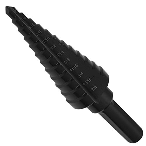 PANMAX Step Drill Bit Double-Fluted,3/16-Inch to 7/8-Inch,3/8-Inch Shank,HSS(M2) Material