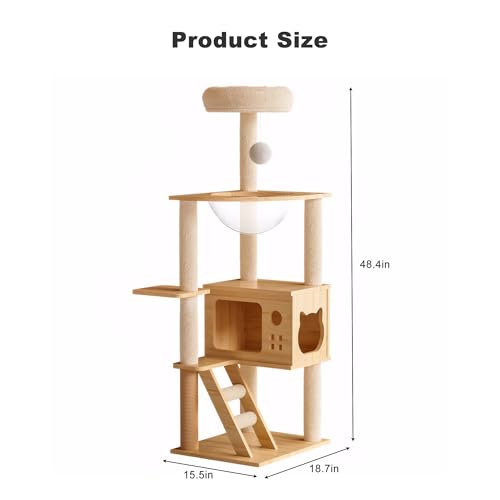 Árbol para gatos de madera sólida con cápsula transparente miniatura 2