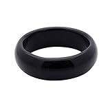 Nostrand 6mm Black Onyx Gemstone Plain Band Ring (7)