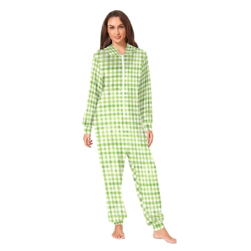 Green Plaid Adult Unisex 1 Piecing Pajama Matching Halloween Costumes