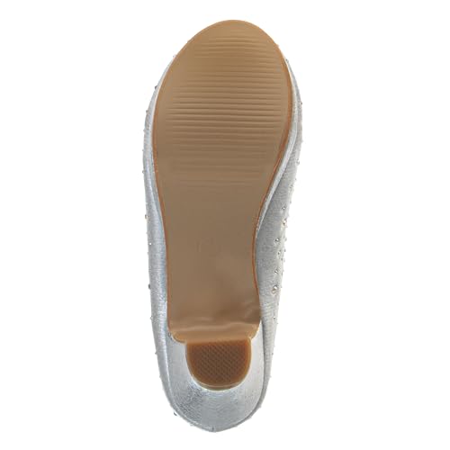 JOSMO Girls Dress Pump - Medium Heeled Bejeweled Dress Shoe - Silver (11-4 Little Kid-Big Kid)4