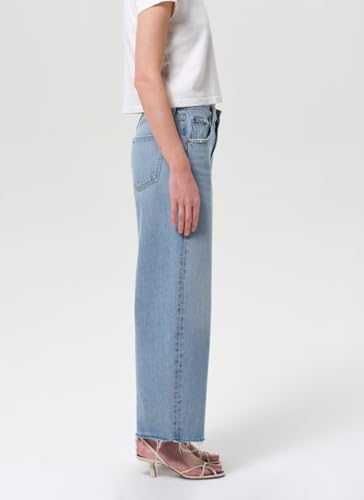 Womens Mid High Waisted Frayed Raw Hem Jeans Straight Wide Leg Loose Baggy Trendy Jeans4