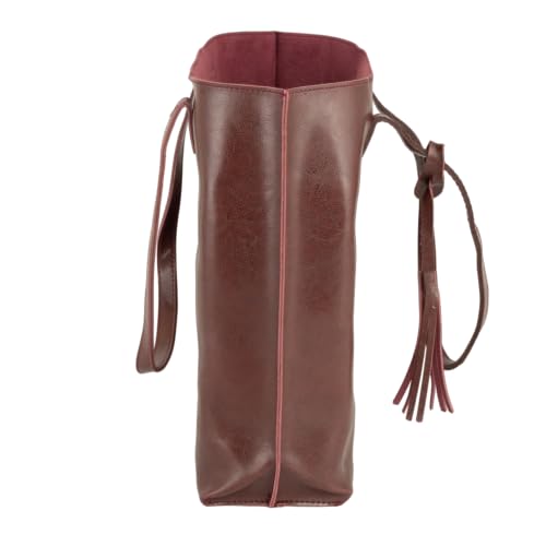 Image of PU Leather Shoulder Bag Maroon large capacity