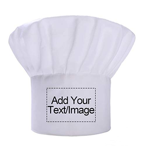 Personalized Custom Chef Hat Adjustable Elastic Baker Kitchen Cooking Chef Cap (White)