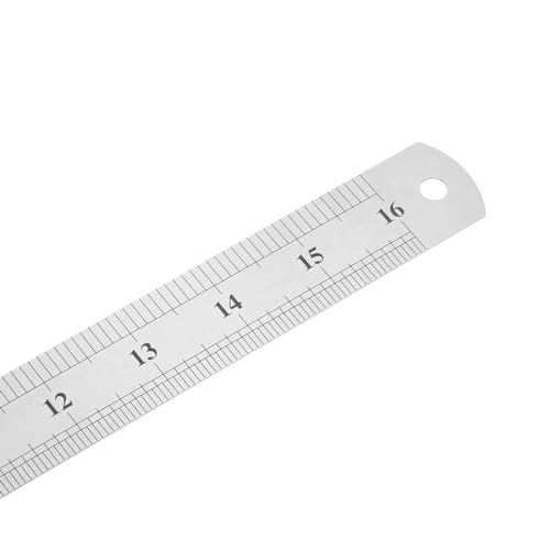 sourcing map 2pcs Stainless Steel Ruler 40cm/16" Length x 1/28" Thick x 1-1/7" Wide Inch and Metric Straight Edge Measuring Tools for Woodworking Painting Craft, Silver Tone - Image 3