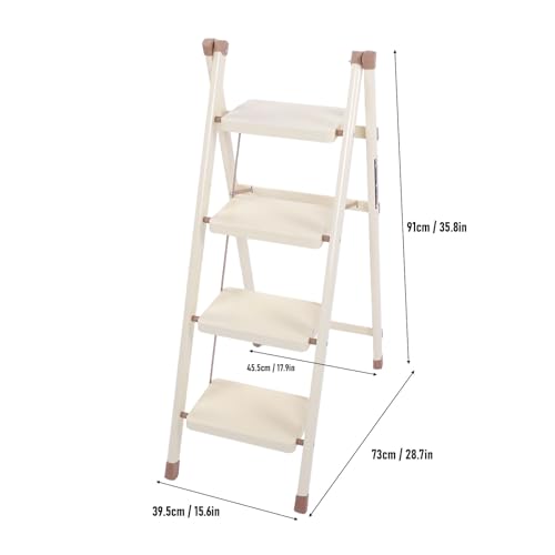 Taburete plegable con diseño triangular estable y 4 escalones anchos antideslizantes 8