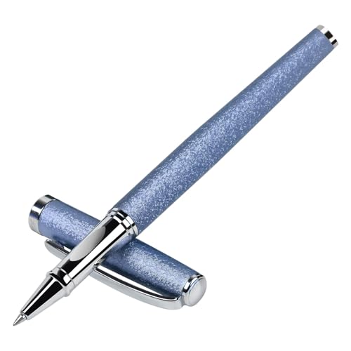 Bolígrafo premium con cartucho – Diseño elegante, escritura fluida, ideal para oficina y escuela. Caja de regalo de 0,5 mm negro extra 2 recargas (azul)