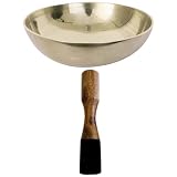 minkissy Copper Yoga Singing Bowl with Wooden Mallet for Meditation and Mindfulness Practice, Decorative Tibetan Meditation Sound Bowl Suitable for Table or Shelf Display