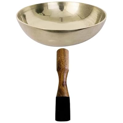 minkissy Copper Yoga Singing Bowl with Wooden Mallet for Meditation and Mindfulness Practice, Decorative Tibetan Meditation Sound Bowl Suitable for Table or Shelf Display
