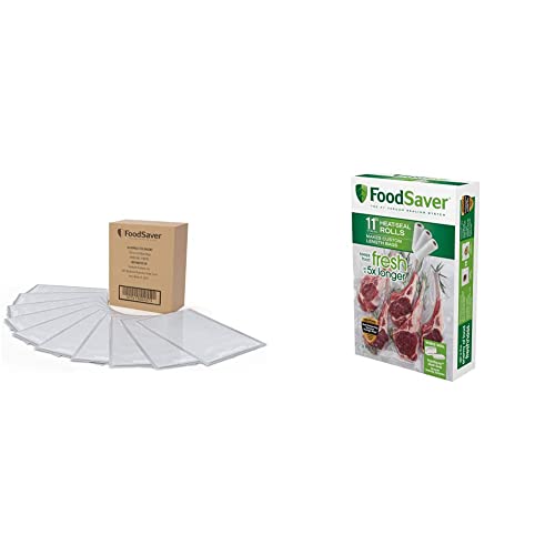 Image of FoodSaver Quart Vacuum Seal Bags (120 Count) and Vacuum Sealer Bags Rolls (Pack of 3) for Food Storage