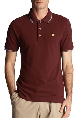 Image of Lyle & Scott Tipped Polo Shirt Burgundy/Mid Grey Marl M