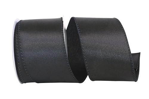 Reliant Ribbon 92575W-031-40F Satin Value Wired Edge Ribbon 2-1/2 Inch X 10 Yards Black