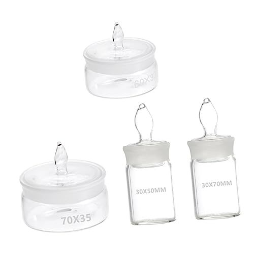 PRETYZOOM 4pcs Weighing Bottles Chemical Weighing Bottles Glass Containers for Lab Use Sealed Base