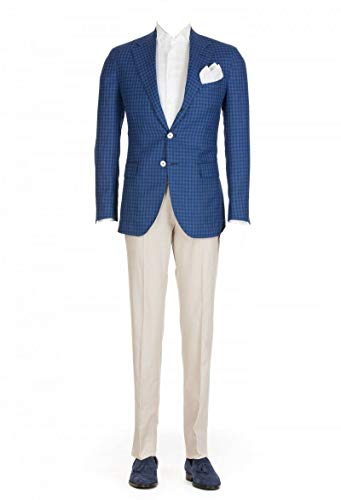 Costume homme 2 pièces slim fit veste robe formelle pantalon carreaux