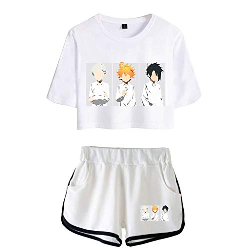 Novo anime fofo The Promised Neverland Crop Top camiseta e shorts 3D Manga Emma Norman Ray Cosplay N