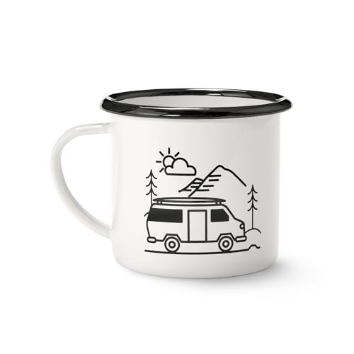 Tchibo Emaille Tasse, Camping Becher, Kaffeetasse mit Henkel, leicht und...