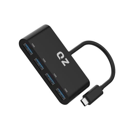 [USB 3.2, 10Gbps] QZ USB 3.2 Hub for Next Gen Office Work Stations, 4 Ports, USB Hub 3.2, Type C Hub, USB C Hub for PC, Laptop and Phones