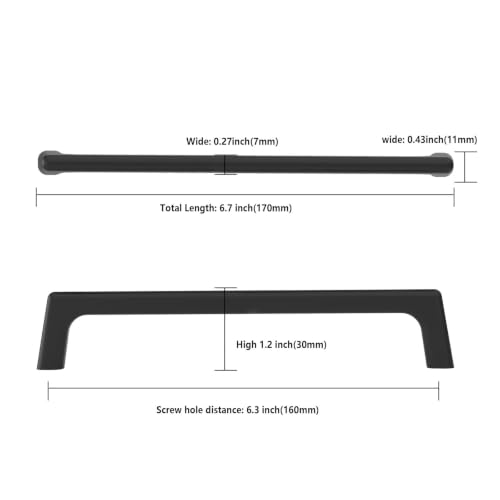 Image of Asidrama 6 Pack 6.3 Inch(160mm) Matte Black Cabinet Pulls Cabinet Handles Cupboard Handles Kitchen Cabinet Hardware for Cupboard Drawer Pulls