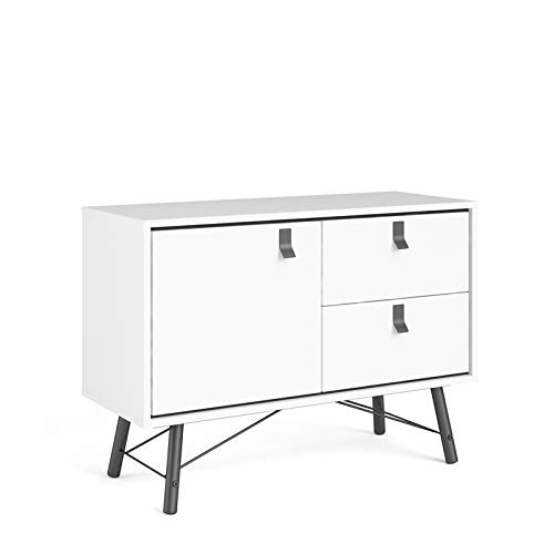 Tvilum 1 Door, 2 Drawer Sideboard, White Matte/Black #TOP2