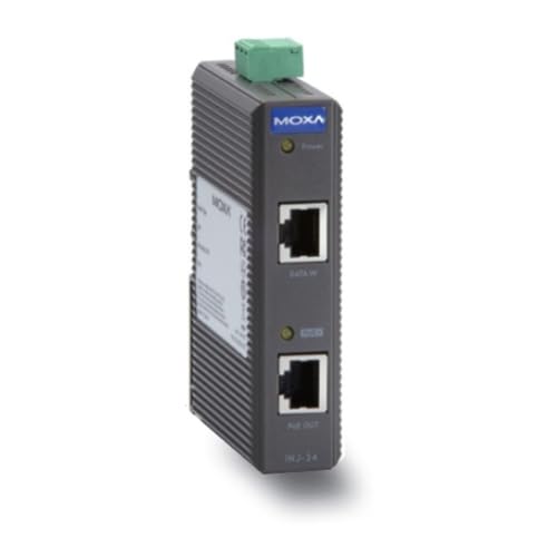 MOXA INJ-24-T Industrial IEEE802.3af/at PoE Injector, Maximum Output of 30W at 24/48 VDC, -40 to 75°C miniatura 1