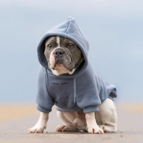 Image of Spark Paws Dog Hoodie - Premium Dog Sweater for Small, Medium, and Large Dogs | Warm Outfits for French Bulldogs, Pitbull, Puppy, Winter Jacket Alternative - Slate Blue - 4XL