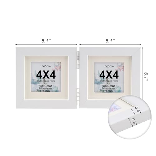Image of Hinged Double 4x4 Picture Frame, Tempered Glass,Home&Office Decor.