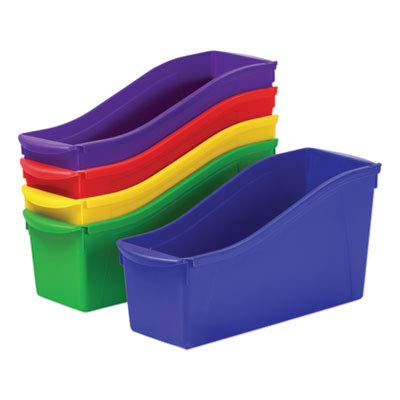 Storex Interlocking Book Bins, 4 3/4 x 12 5/8 x 7, 5 Color Set, Plastic