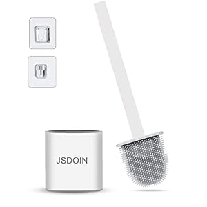 Jsdoin Toilet Brush, Bathroom Toilet Brush Holder Set,Deep Cleaner Silicone Toilet Brushes with No-Slip Long Plastic…