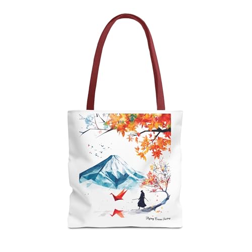 Samurai Tote Bag, Japanese Origami Crane, Fuji Mountain Culture, Japan Design, Japanese Shoulder Bag, Asian Style Purse