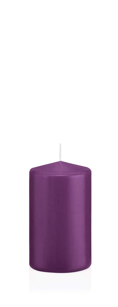 Inna-Glas Violet,Purple Pillar Candle Maeva, Violet, 10Cm, Ø6cm, 33H - Made In Germany - Votive Candle
