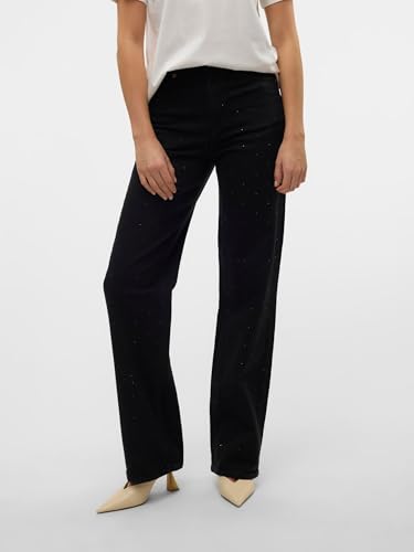 VERO MODA Damen VMTESSA HR Wide RHINES RA118 GA Weite Jeans, Black, 32 W/34 L – Ansicht 2