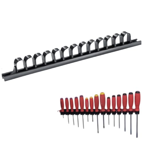 Qkbuza Portautensili da officina, supporto ergonomico per cacciaviti, montaggio a parete, supporto per chiavi nere, per garage, ferramenta