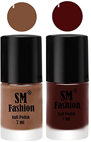 Image of Long Lasting Nail Polish | Nail Paint Combo 7 ml Each) - Set of 2 Tan-Wine