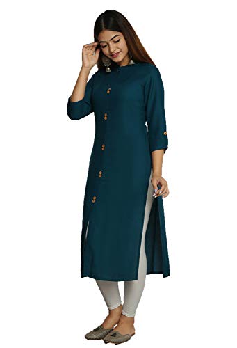 Image of NEW4U Women's Solid Rayon Straight Kurta