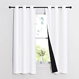 NICETOWN Pure White Lined Curtains