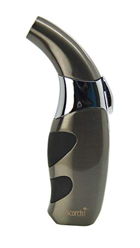 Scorch Torch Butane Satin Finish Stainless Steel Curved Refillable Lighter (Charcoal)