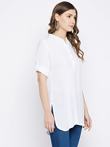Image of Comfort Short Kurti for Women | Short Tunics Tops | Regular Rayon Short Kurti | Stylish Short Sleeve Kurti for Girls & Ladies