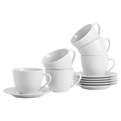 Argon Tableware Klassischer Weißer Cappuccino -Cup & Saucer -Set -...