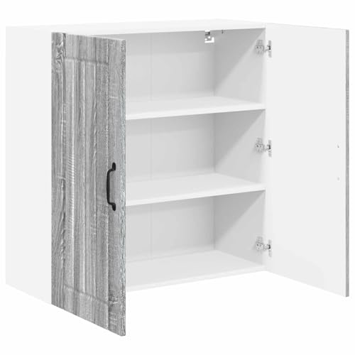Teenpull Grey Sonoma Engineered Wood Kitchen Cabinet, 80x31x80 cm Modern Pantry Buffet Sideboard Unit, Durable Storage Solution for Home Organization - Image 5