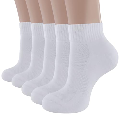 BUDERMMY Socken Damen 39-42 35-38, 5 Paar Füßlinge Baumwolle Sportsocken Atmungsaktive Anti-Blasen Kurz Sneaker Socken Gepolsterte Laufsocken...
