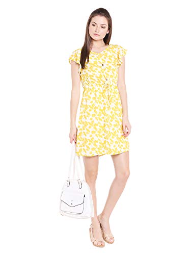 Image of 109 F Women Polyester Yellow Printed Dress