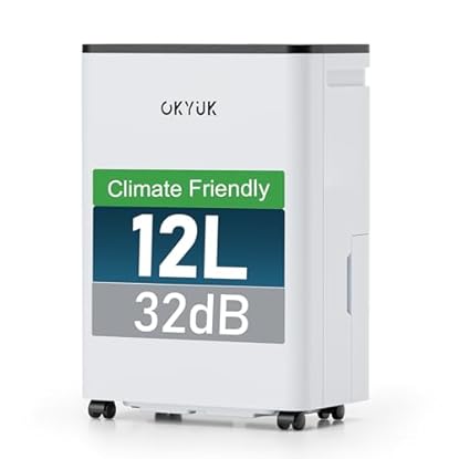 Foto di OKYUK Deumidificatore 12 litri/giorno, adatto per ambienti di circa 90 metri cubi (30 metri quadrati), Deumidificatore casa muffa, sbrinamento automatico, 32 dB, refrigerante R290, PD12R-03DE