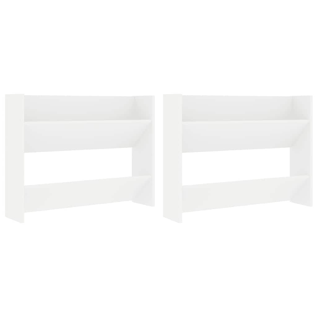 Armoire à chaussures murale blanche en bois 80 cm avec 2 étagères