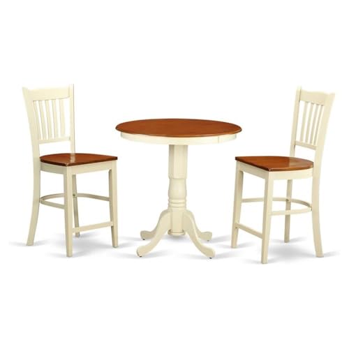 East West Furniture EDGR3-WHI-W 3 Piece Kitchen Counter Set for Small Spaces Contains a...