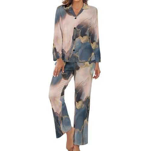 Pyjama de luxe en marbre abstrait pour femme au style chic
