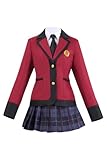 Besonca Anime Jabami Yumeko Cosplay Costume Women Yumeko Jabami Costume Uniform Dress School Jk Skirt Party Halloween Suit (Red, Large)
